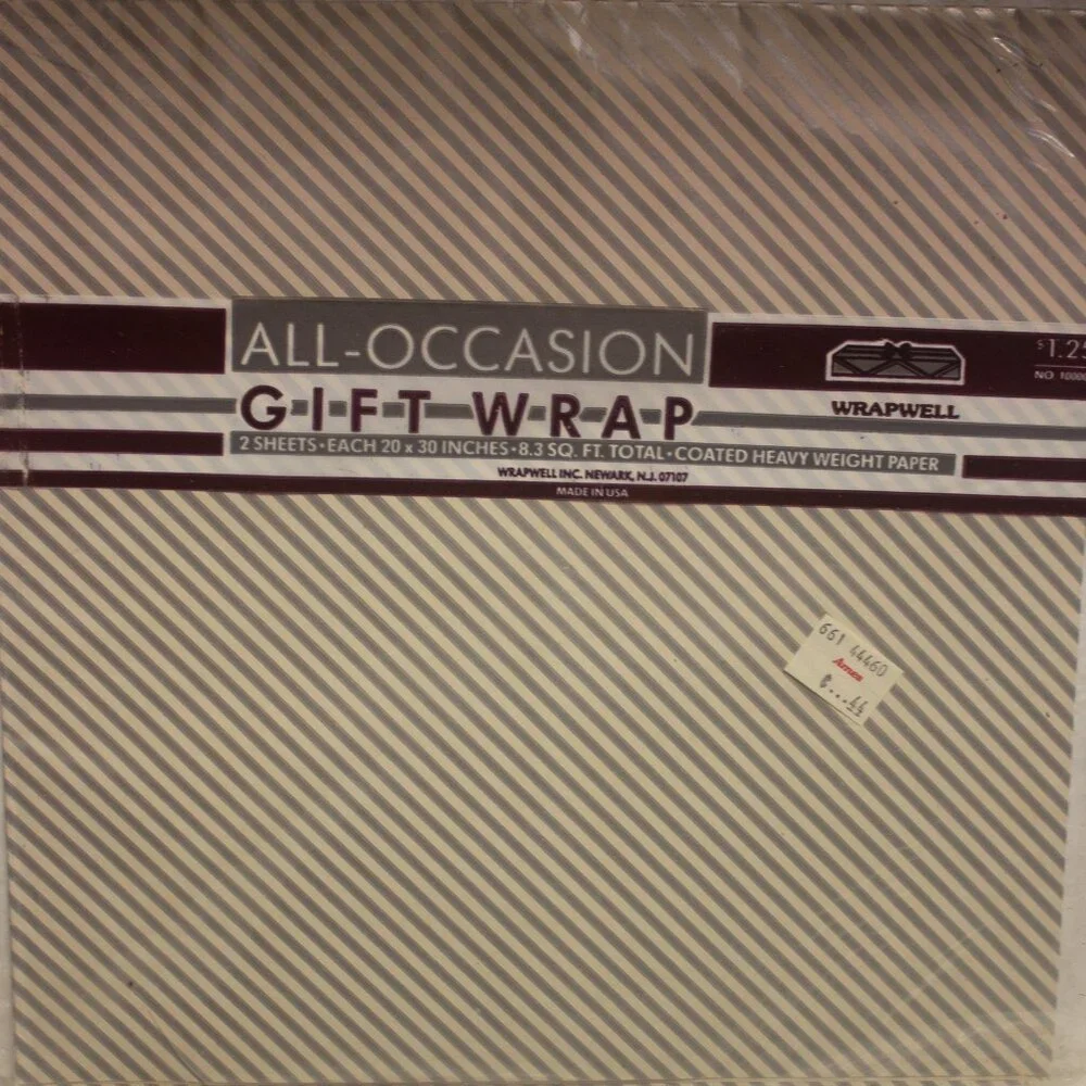 Vintage Two All-Occasion Gift Wrap 2 Sheets Each 20x30 Inches Silver and White